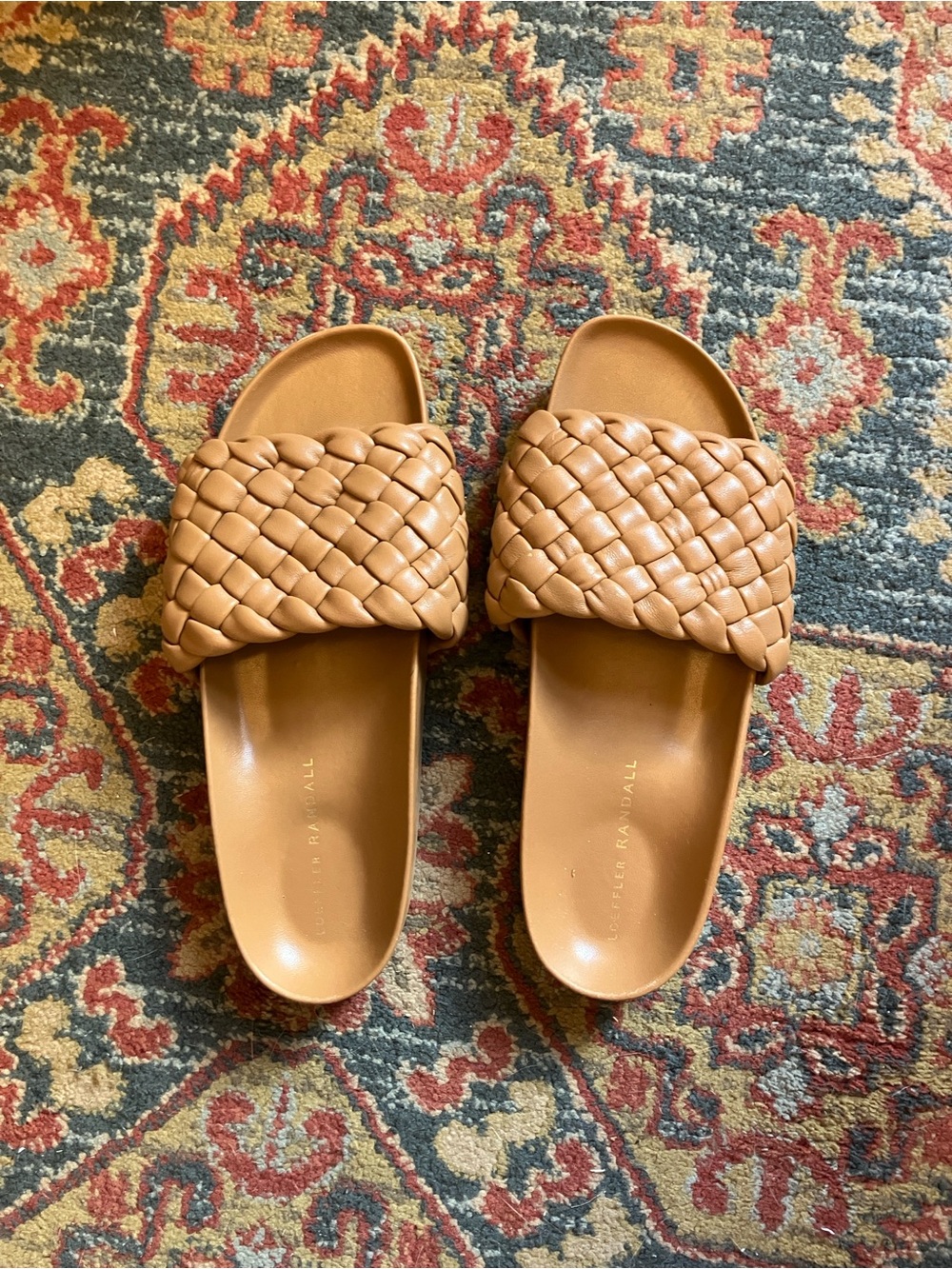 Gorgeous Loeffler Randall brown braided leather flats, never worn outside, Sz 8
